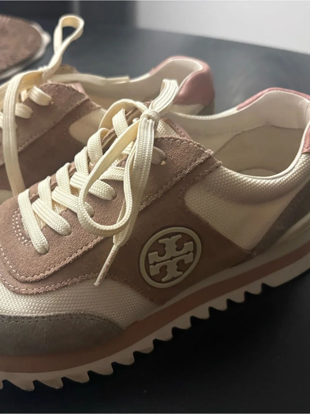 Tory Burch Cream, Blush and Taupe Suede-Trim Women's Sneakers